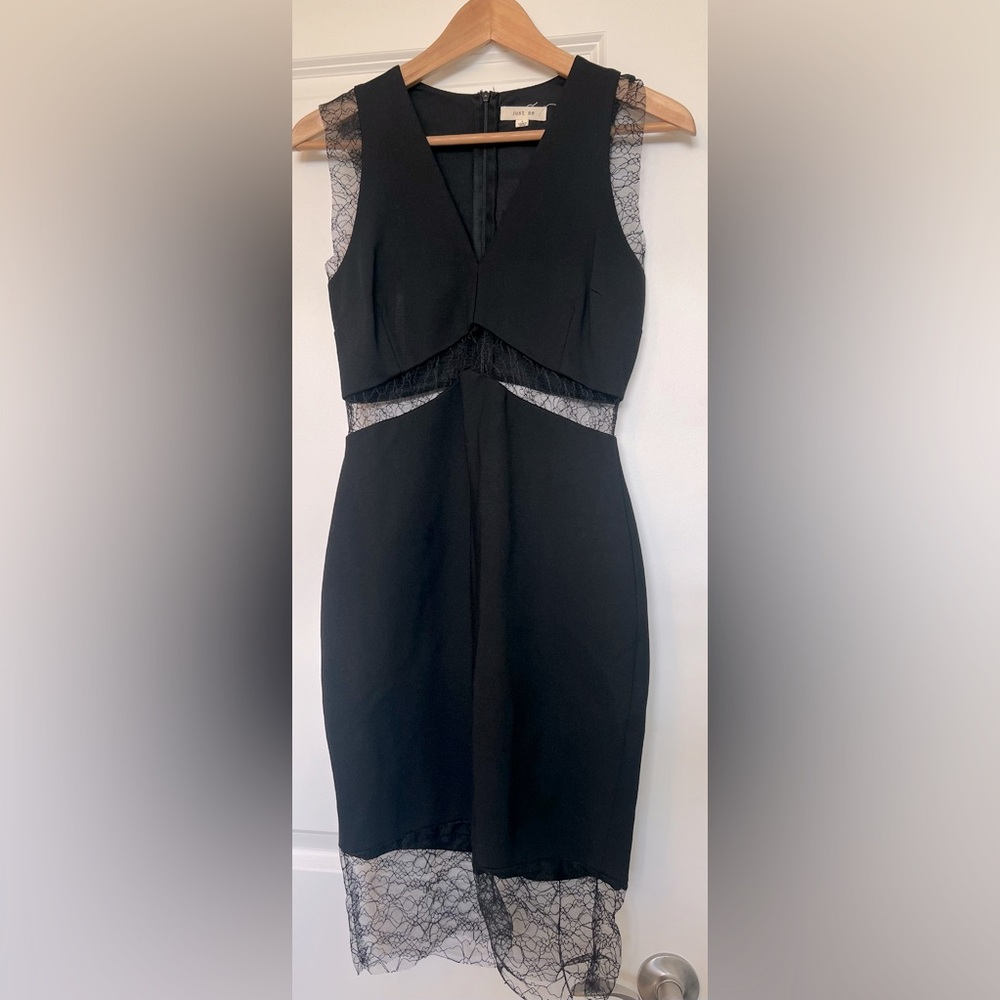 Black dress with eyelash lace insets